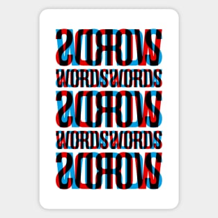 Words Typography Stack (Cyan Red Black) Magnet